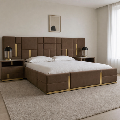 Gale - Bed, complete front three-quarter bed view in a restrained bedroom