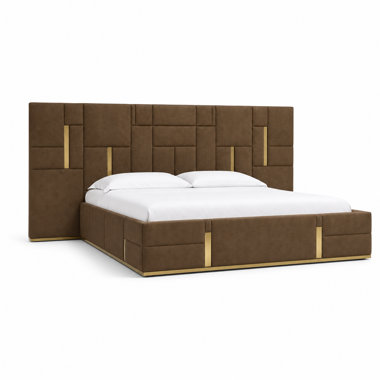 Gale - Bed, complete front three-quarter studio bed view