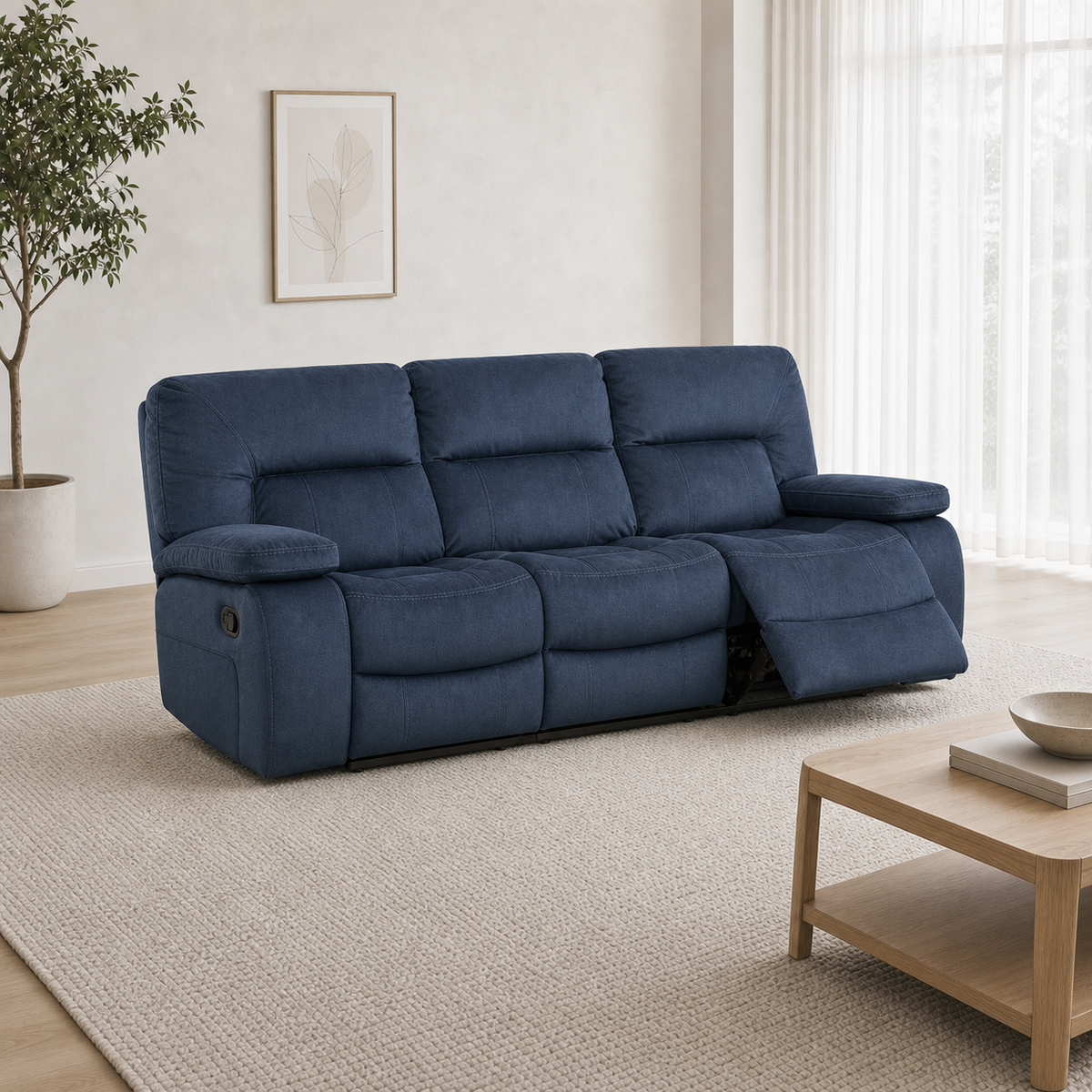 Gambit Recliner 3 seater blue 01 main