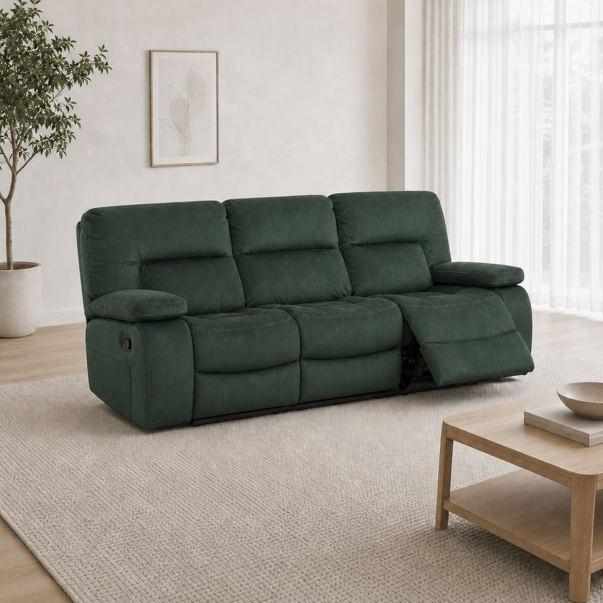 Gambit Recliner 3 seater green 01 main