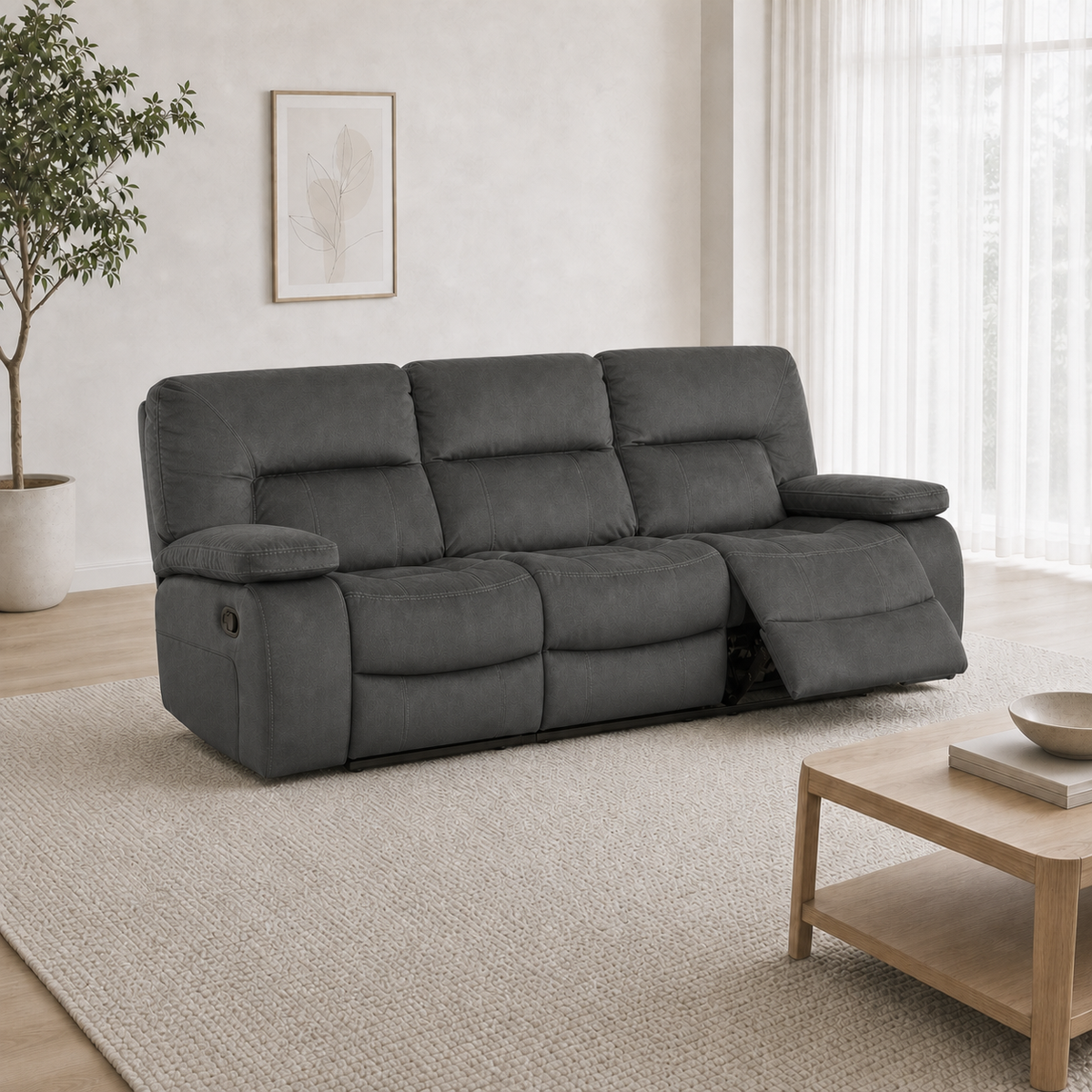 Gambit Recliner 3 seater grey 01 main