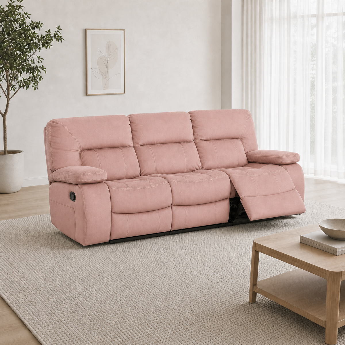 Gambit Recliner 3 seater pink 01 main