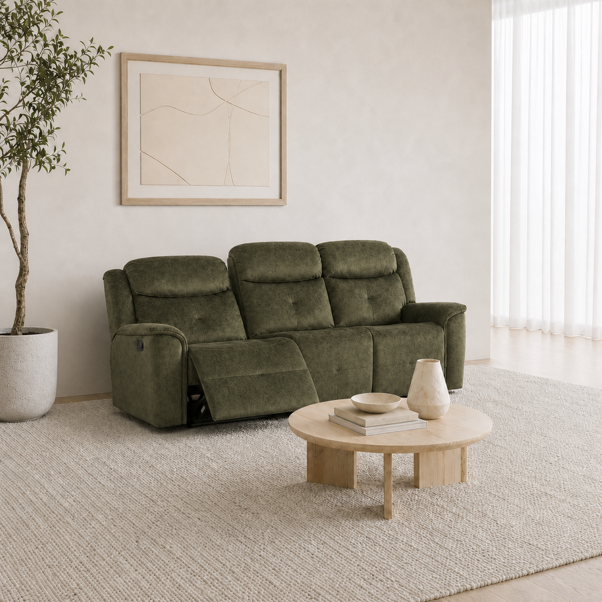 Garnet 3+2+1 Recliner Set 3 seater green 01 main