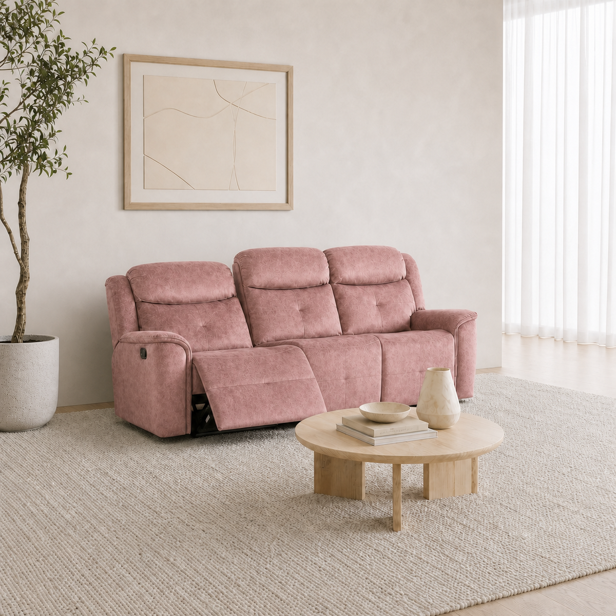 Garnet 3+2+1 Recliner Set 3 seater pink 01 main