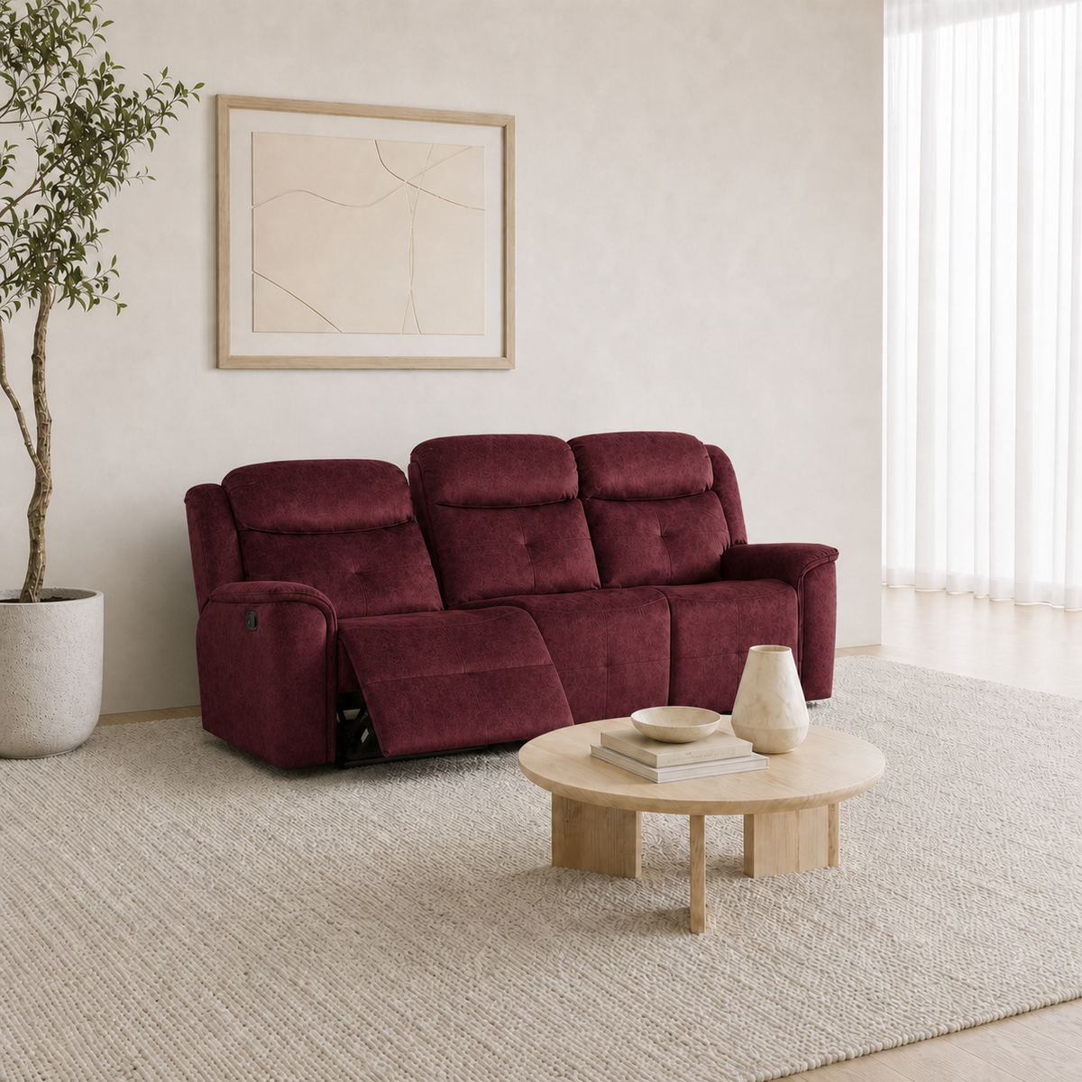 Garnet 3+2+1 Recliner Set 3 seater red 01 main