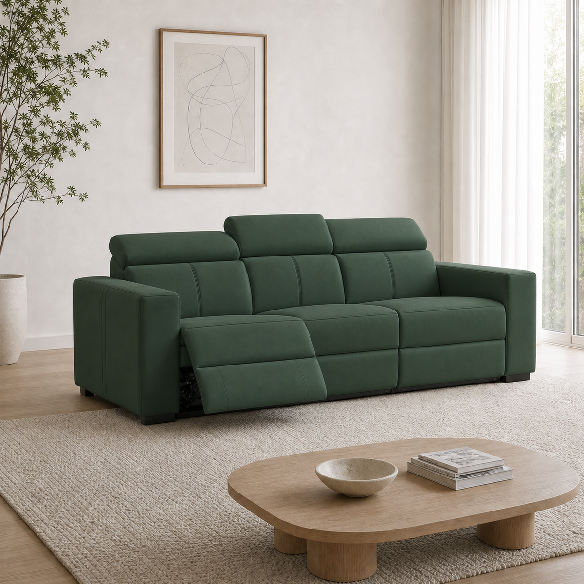 Garnet Recliner 3 seater green 01 main