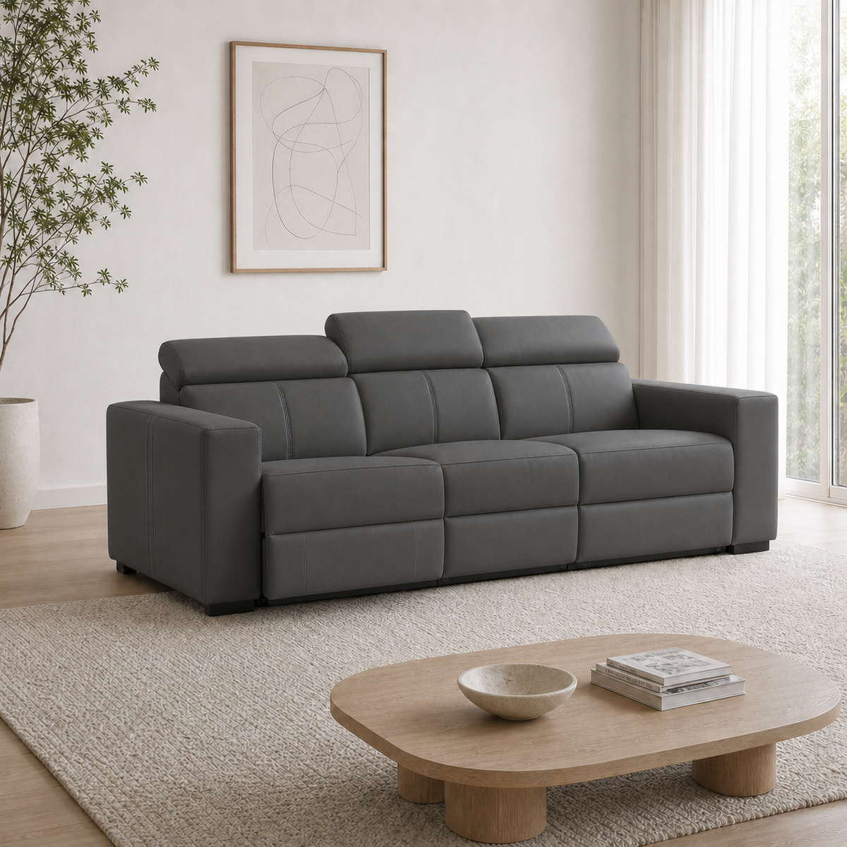 Garnet Recliner 3 seater grey 01 main