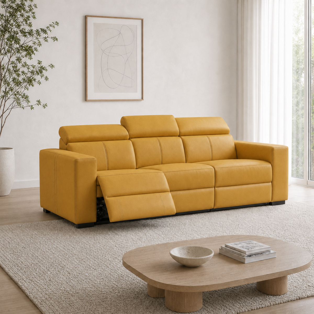 Garnet Recliner 3 seater yellow 01 main