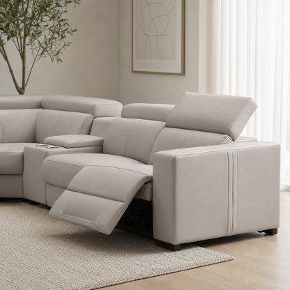 Garnet Recliner upholstery and reclining detail