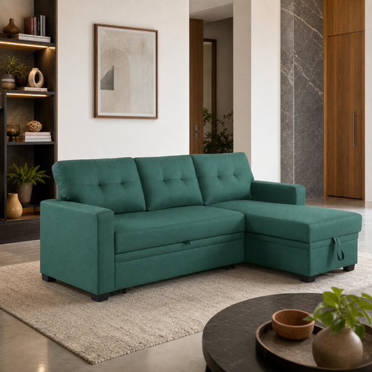 Gionna - Sofa bed, fully closed sofa view in the identical living room