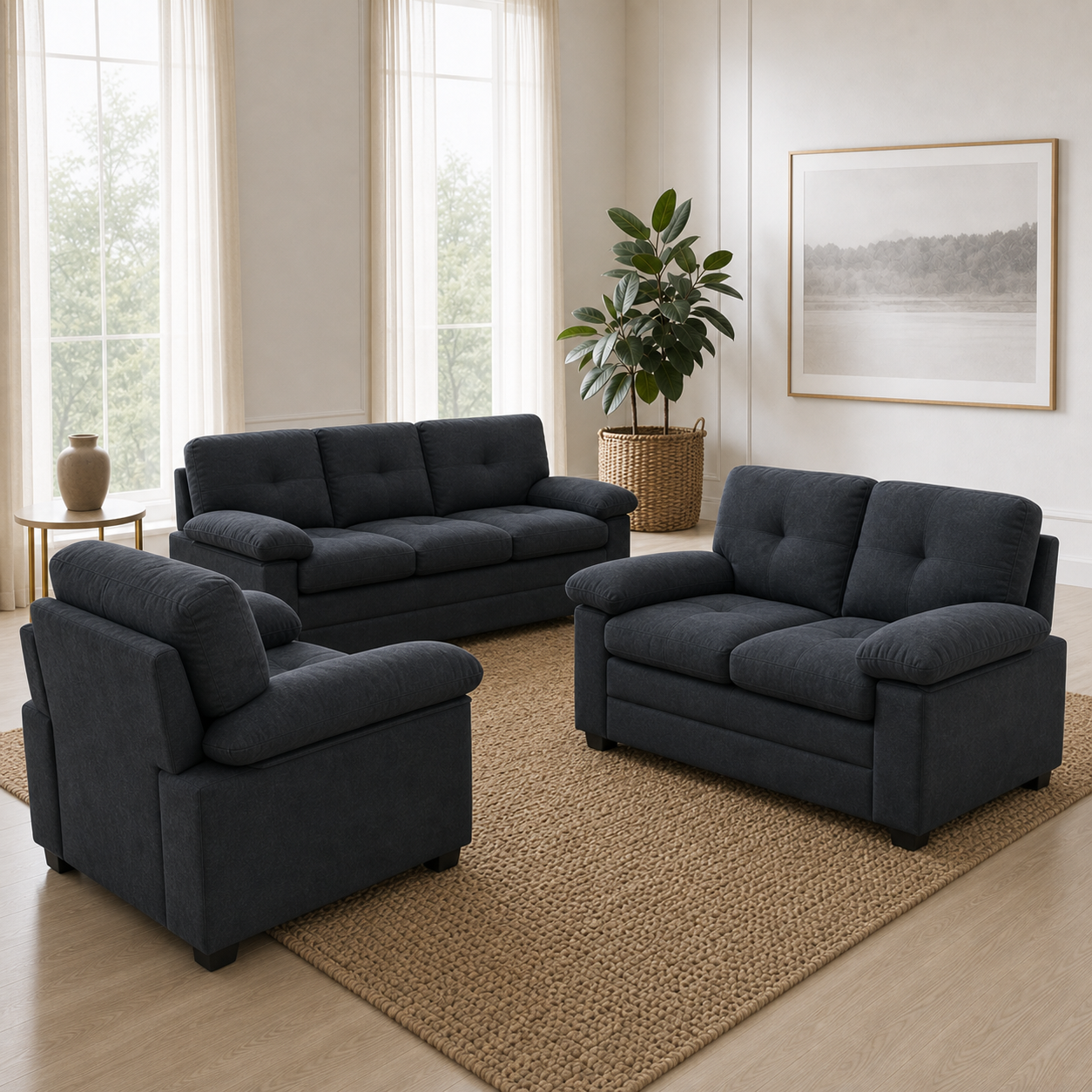 Glee - 3+2+1 Sofa Set, alternate room angle of the complete 3+2+1 sofa set
