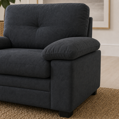 Detail view of Glee - 3+2+1 Sofa Set upholstery, seams, base, and legs