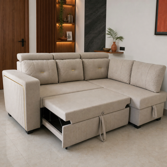 Glena - Sofa bed, alternate open sofa-bed view in the identical living room