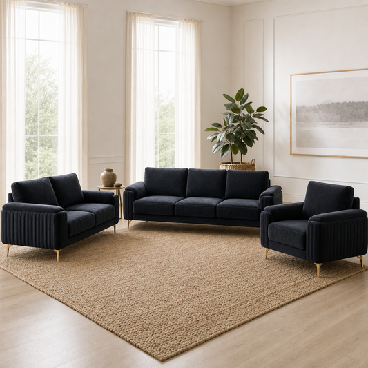 Glint - 3+2+1 Sofa Set, complete 3+2+1 sofa set in an editorial living room