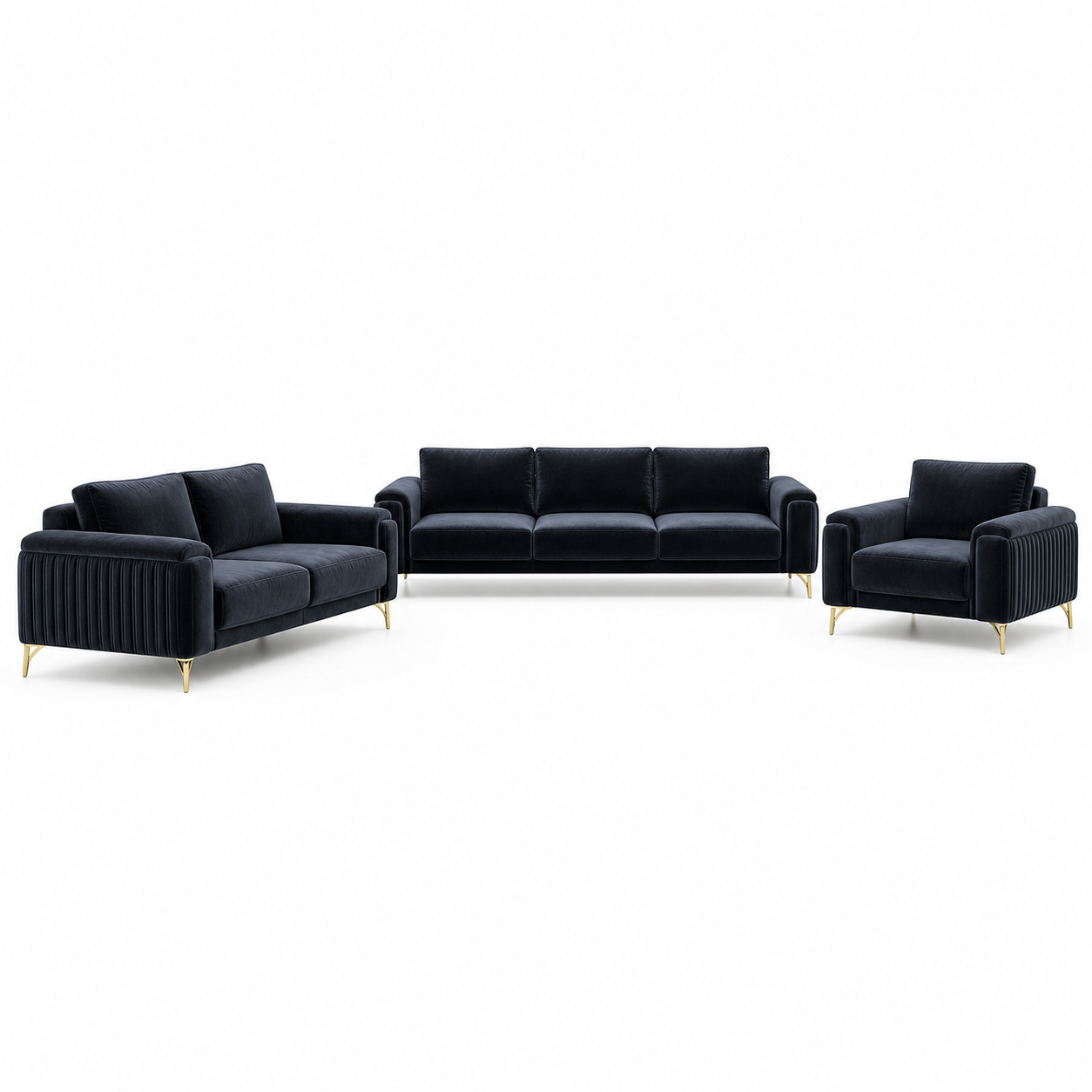 Glint - 3+2+1 Sofa Set, complete 3+2+1 sofa set front studio view