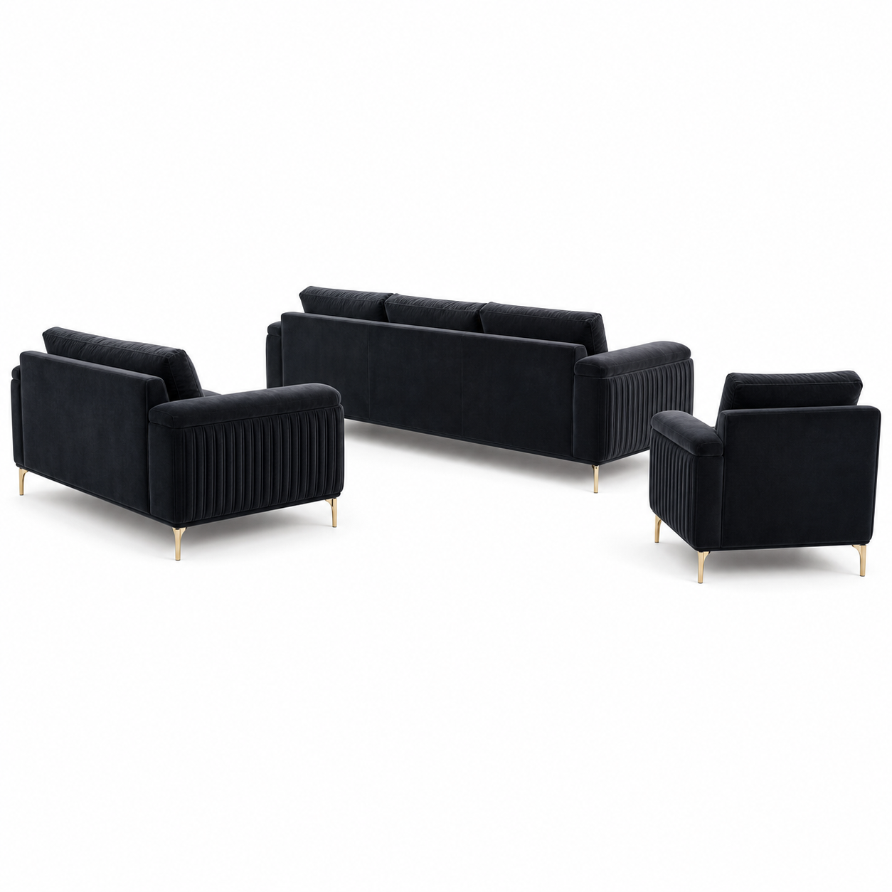 Glint - 3+2+1 Sofa Set, complete 3+2+1 sofa set side studio view