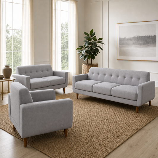 Harbor - 3+2+1 Sofa Set, complete 3+2+1 sofa set in an editorial living room