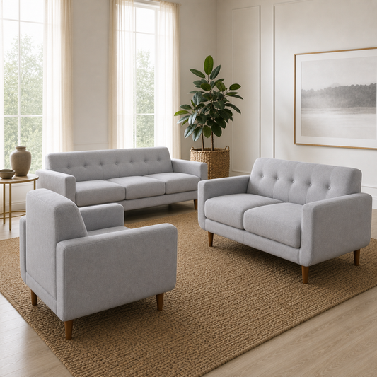 Harbor - 3+2+1 Sofa Set, alternate room angle of the complete 3+2+1 sofa set
