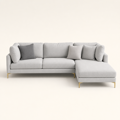 Glitz - L shape sectional sofa, front studio view on neutral background