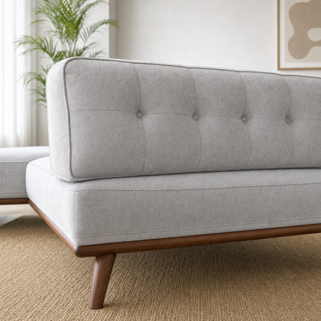 Close-up of the Halo - L shape sectional sofa's upholstery and details