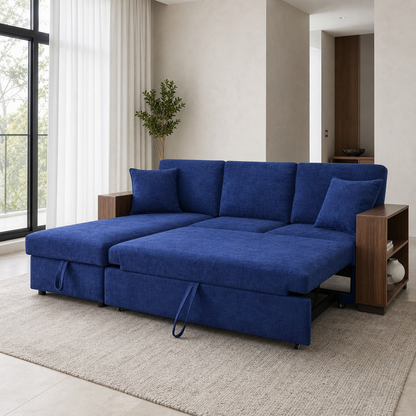 Greon - Sofa bed, fully open sofa-bed hero in a contemporary living room