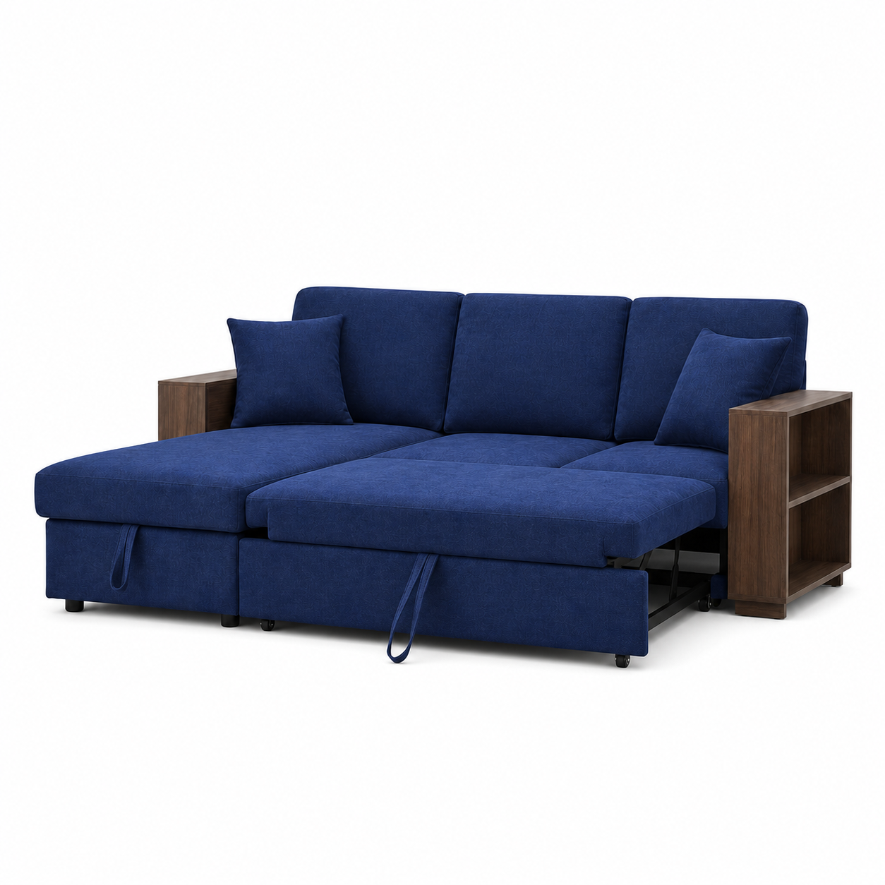 Greon - Sofa bed, fully open studio view on a pure-white background