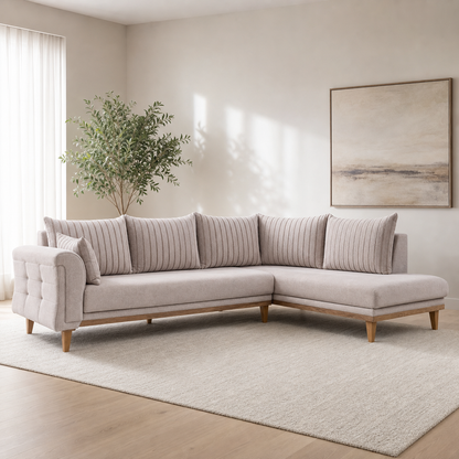 Haven - L shape sectional sofa in the exact upholstery color shown in the source reference, sectional sofa in a modern living room