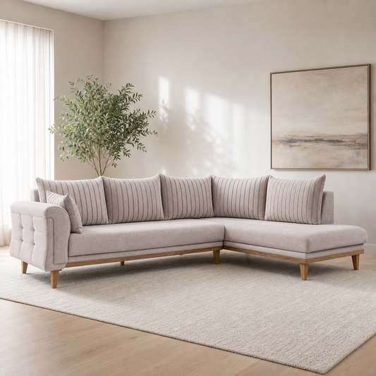 Haven - L shape sectional sofa in the exact upholstery color shown in the source reference, sectional sofa in a modern living room