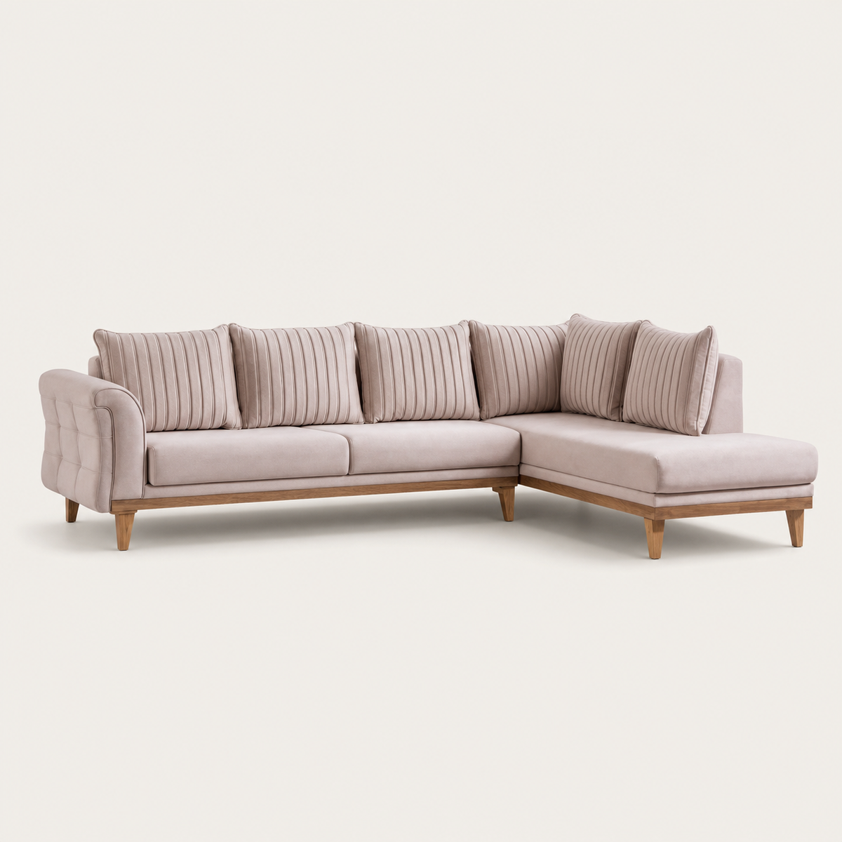 Haven - L shape sectional sofa, sectional sofa end-profile studio view