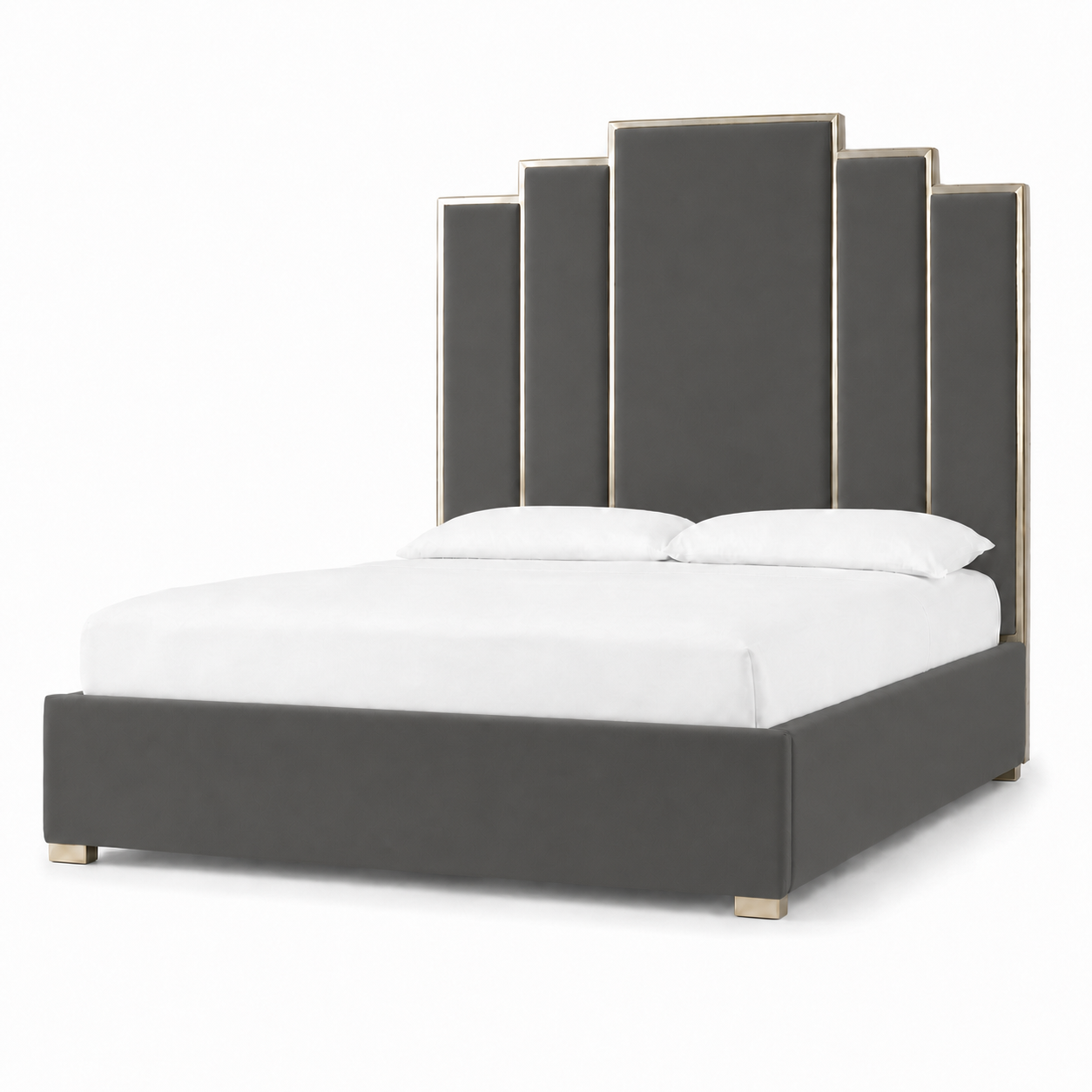 Hedy - Bed Grey plain white background view