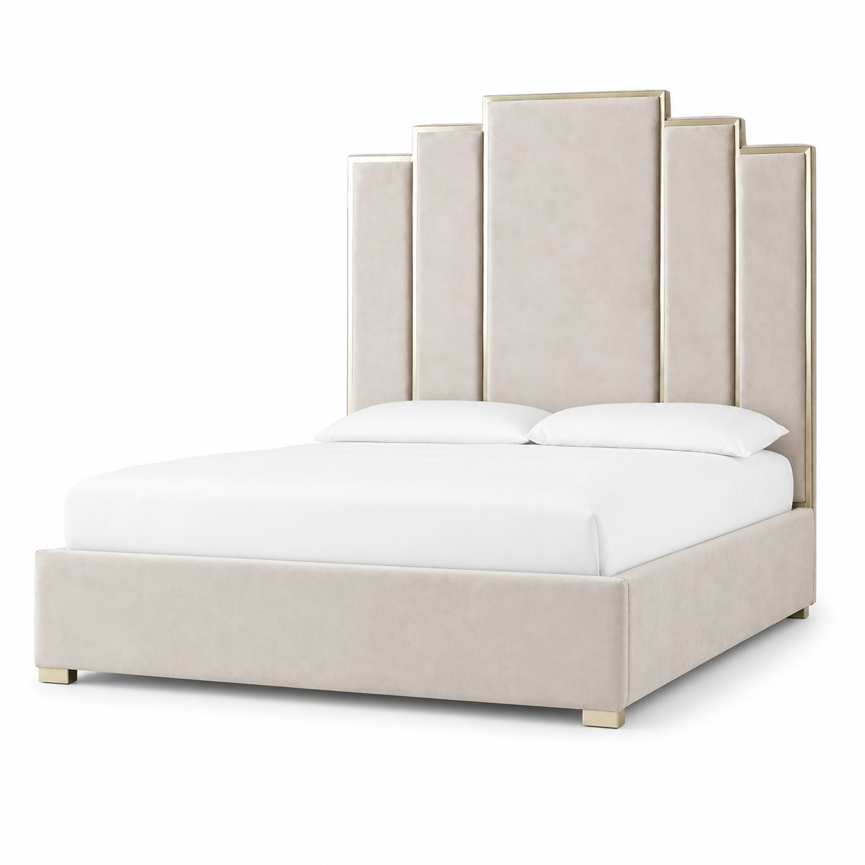 Hedy - Bed, complete front three-quarter studio bed view