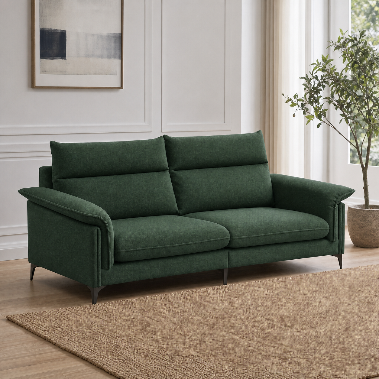 hush-3-2-1-sofa-set 2 seater green 01 room