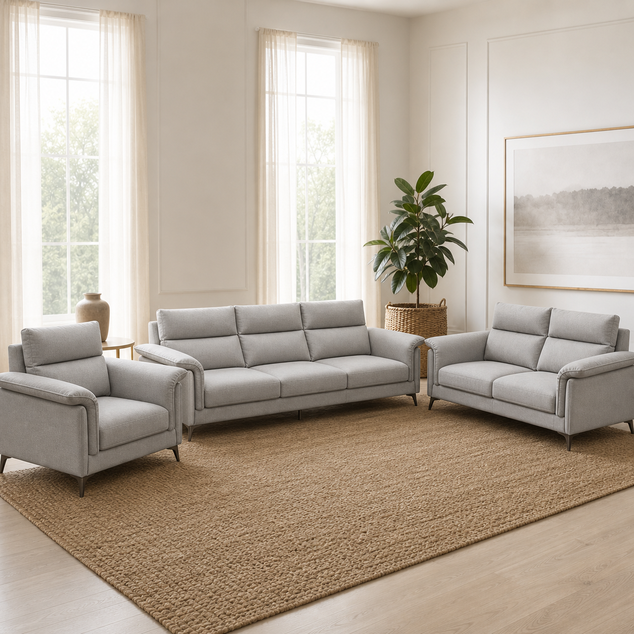 Hush - 3+2+1 Sofa Set, complete 3+2+1 sofa set in an editorial living room