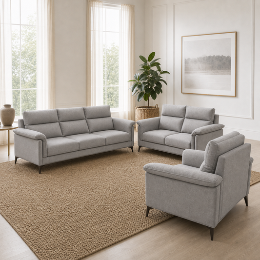 Hush - 3+2+1 Sofa Set, alternate room angle of the complete 3+2+1 sofa set