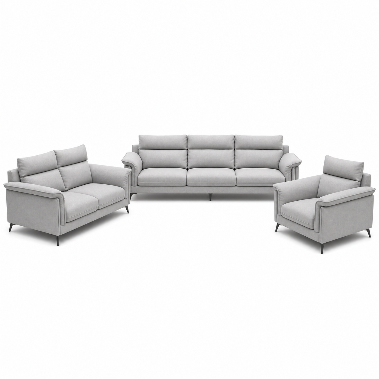 Hush - 3+2+1 Sofa Set, complete 3+2+1 sofa set front studio view