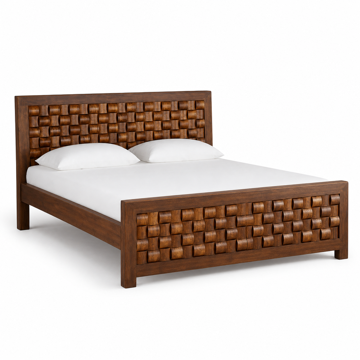 Indi - Bed, complete front three-quarter studio bed view
