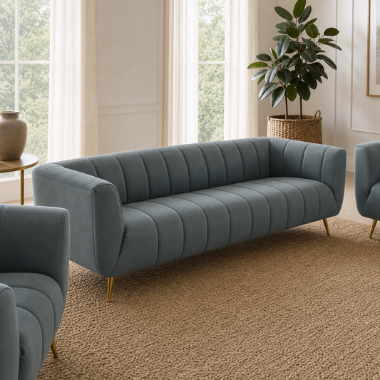 Close view of Indigo - 3+2+1 Sofa Set upholstery and construction