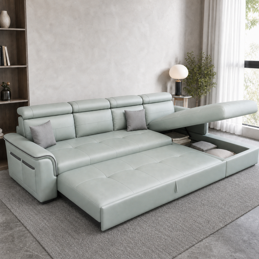 Irwin - Sofa bed, alternate open sofa-bed view in the identical living room