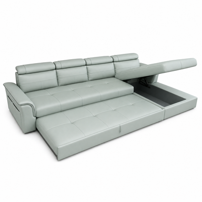 Irwin - Sofa bed, open sofa-bed front studio view on pure white