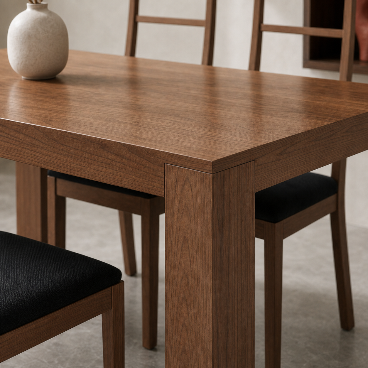 Jace - Wooden Top Dining Table, close tabletop and construction detail