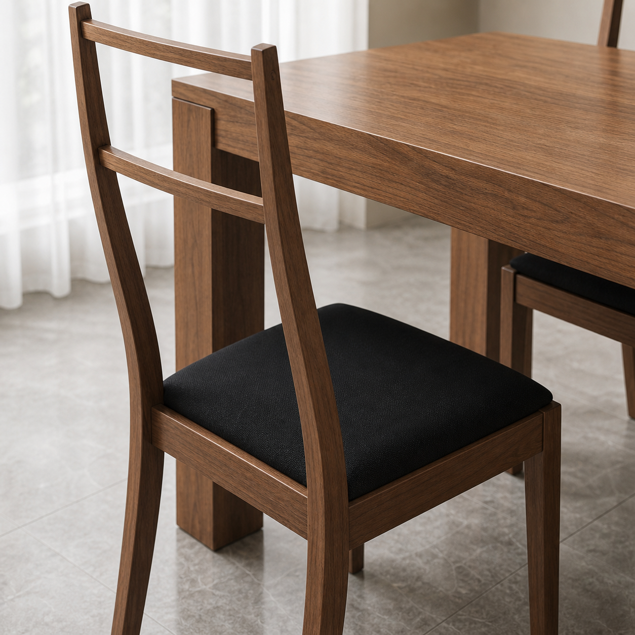 Jace - Wooden Top Dining Table, close chair, seating, or base construction detail