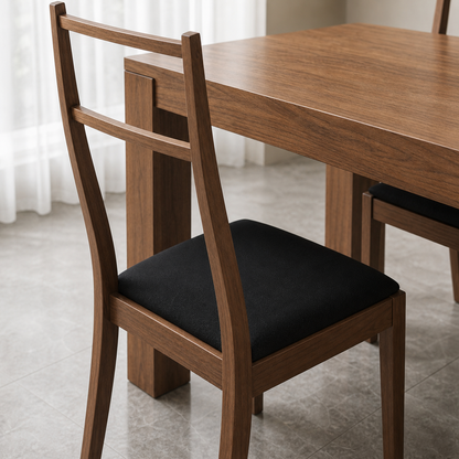 Jace - Wooden Top Dining Table, close chair, seating, or base construction detail