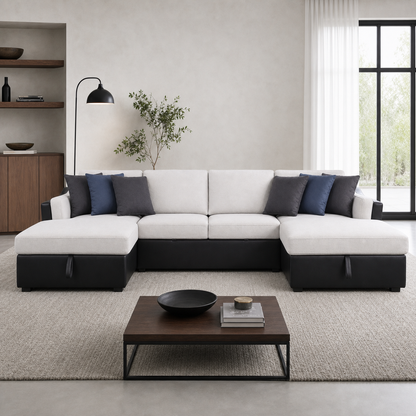 Jamin - Sofa bed, front view verifying the source-proven closed footprint