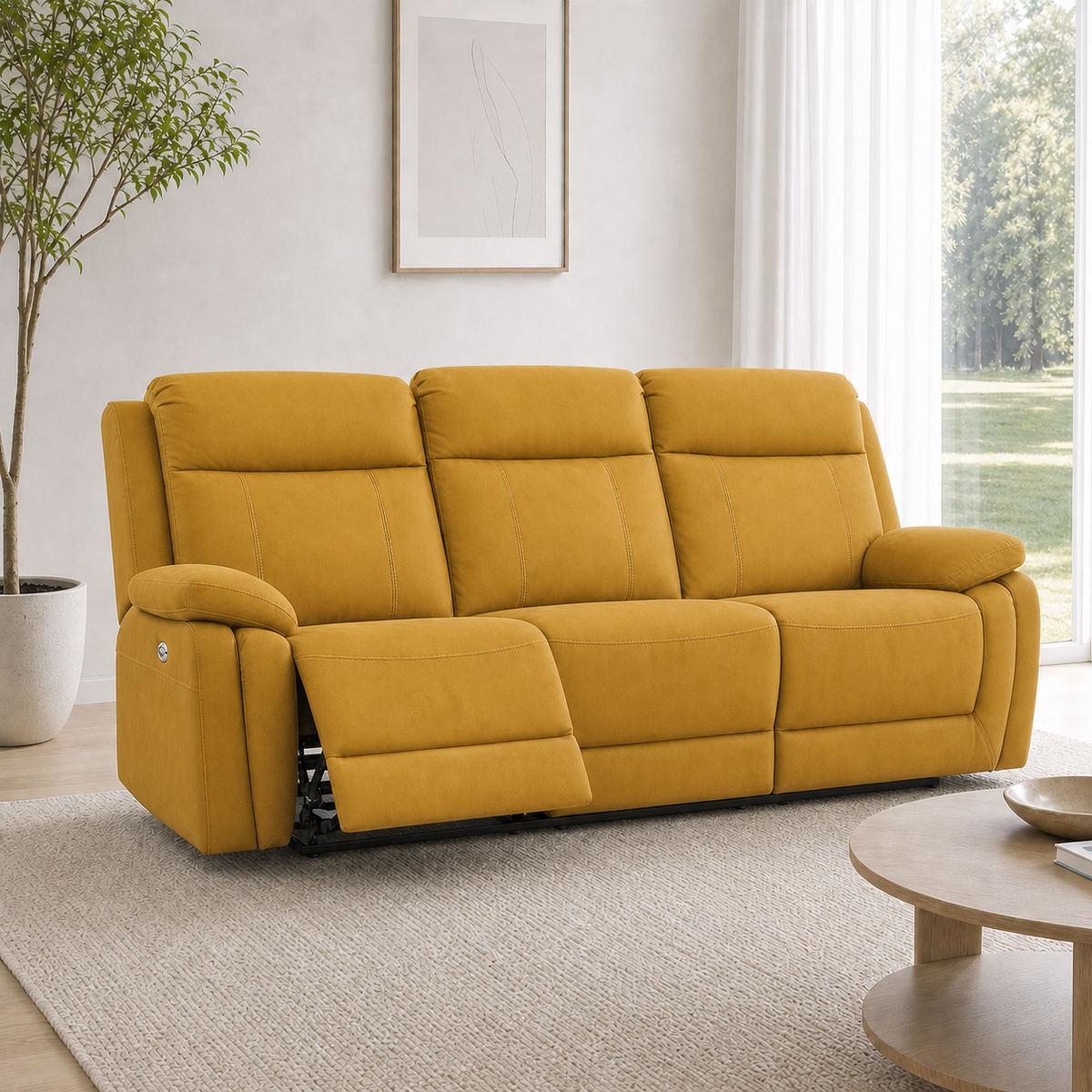 Jasper Recliner 3 seater yellow 01 main