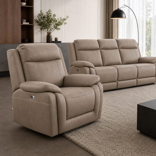 Jasper Recliner upholstery and reclining detail