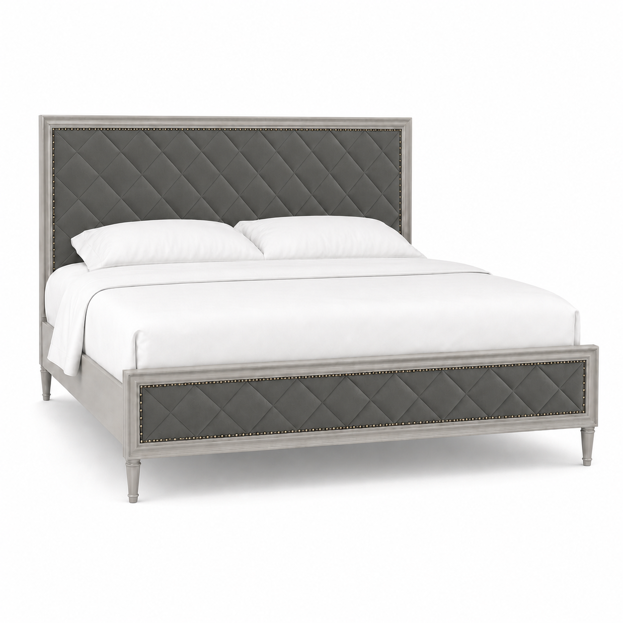 Jaxen - Bed Grey plain white background view