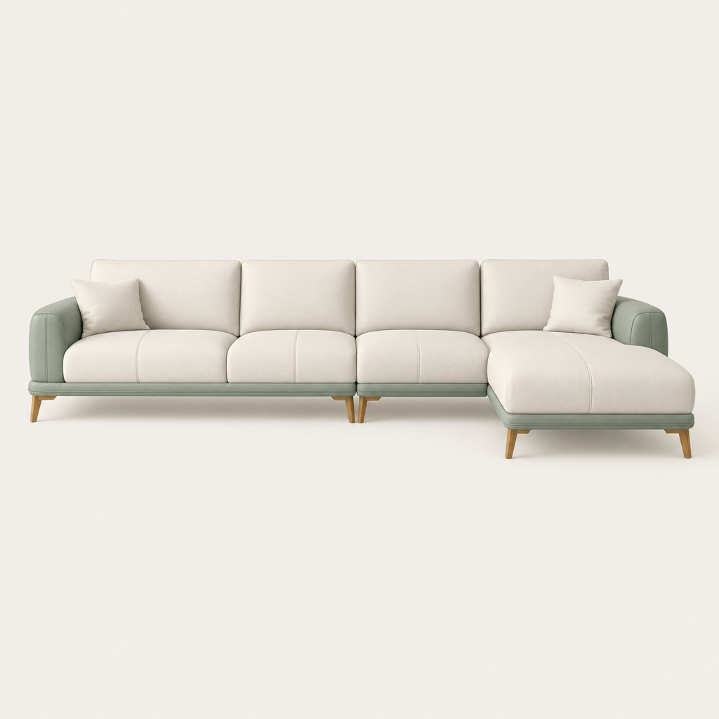 Jewel - L shape sectional sofa, front studio view on neutral background