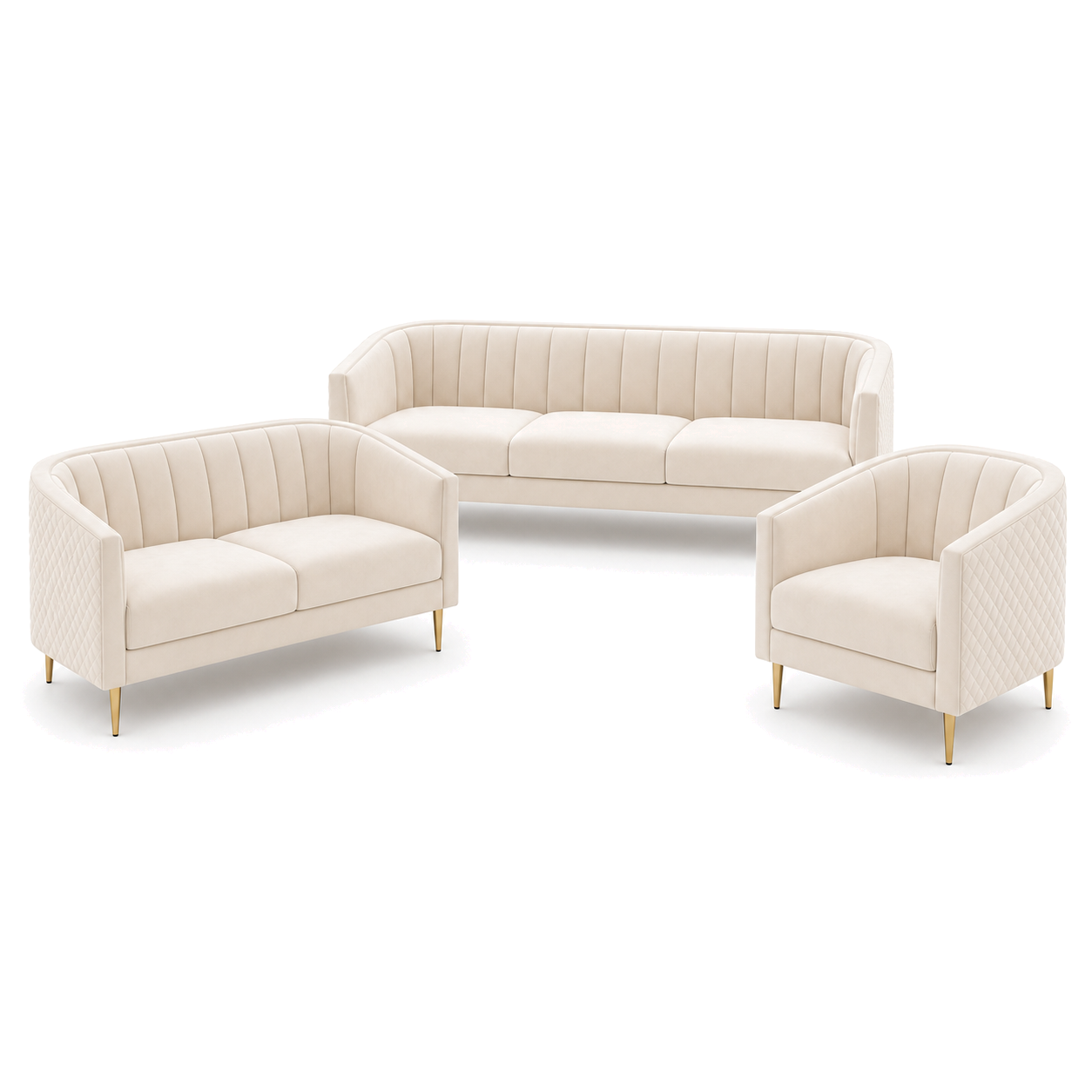 Jive - 3+2+1 Sofa Set, complete 3+2+1 sofa set front studio view