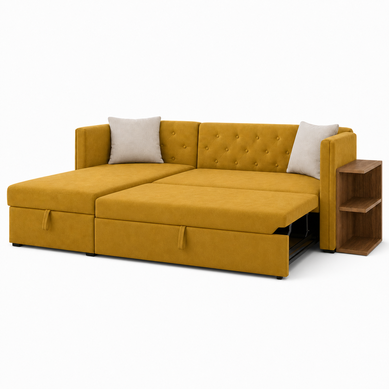 Jolen - Sofa bed, fully open studio view on a pure-white background