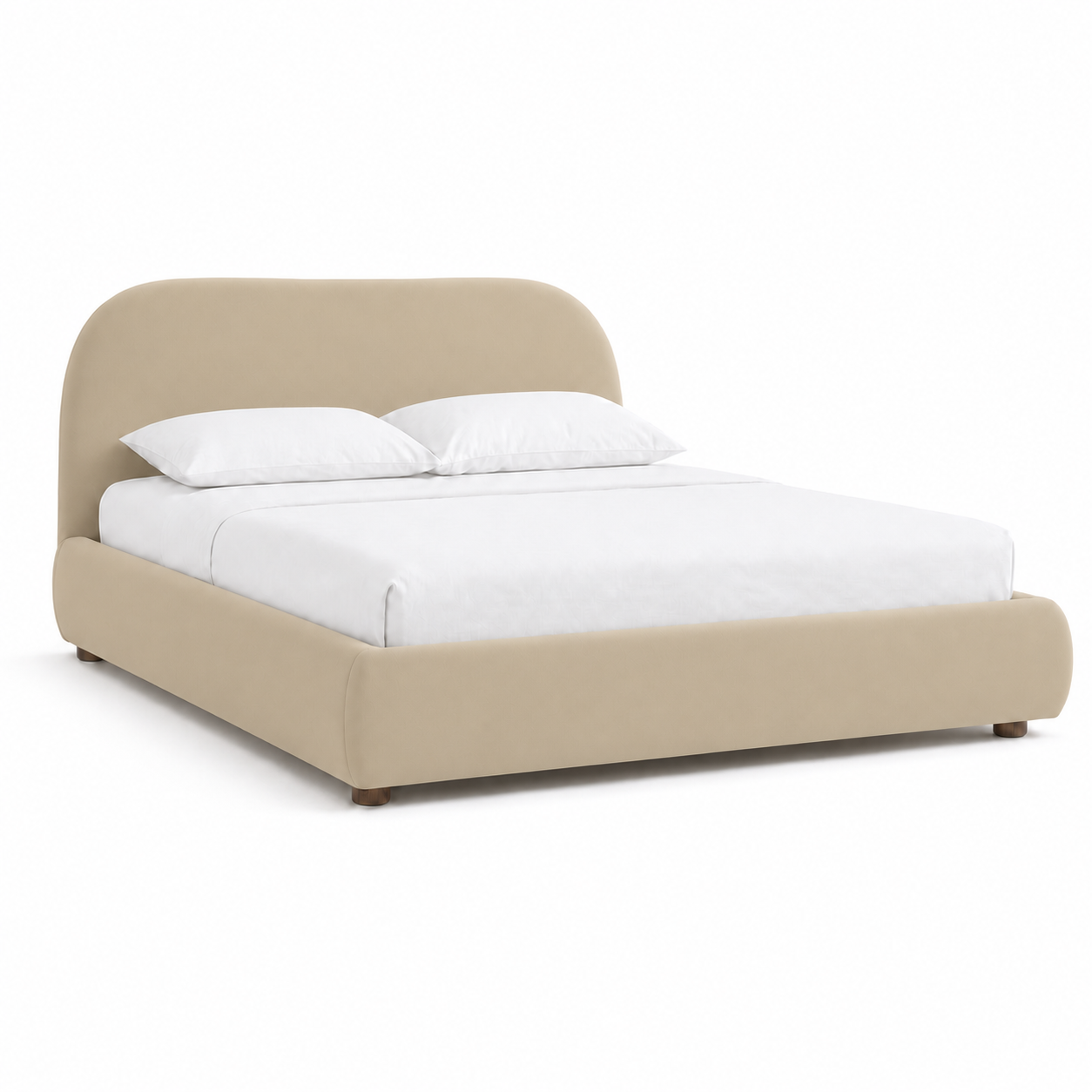 Juna - Bed Beige plain white background view